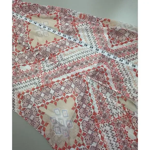 Express Women Sheer Aztec Button Front Maxi Dress Size M Coachella Festival Boho - Picture 8 of 16